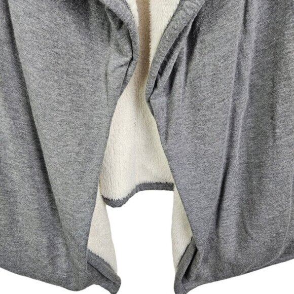 Ugg Faux Shearling Shawl Cardigan Size Medium Heather Gray Cream Ivory - Picture 4 of 16